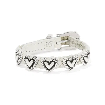 Brighton Roped Heart Braid Bandit Bracelet In White In Neutral