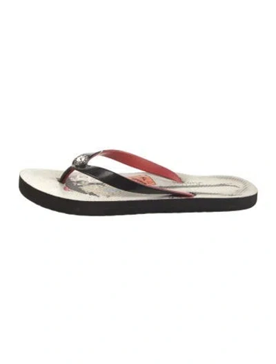 Pre-owned Brighton Rubber Colorblock Pattern Flip Flops In Multi