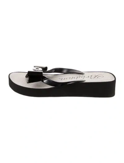 Pre-owned Brighton Rubber Colorblock Pattern Slides In Black