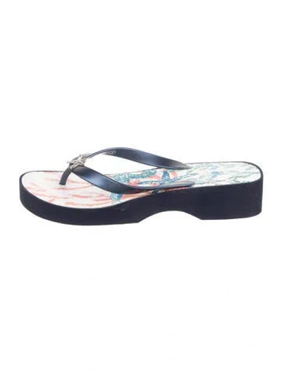 Pre-owned Brighton Rubber Flip Flops In Blue