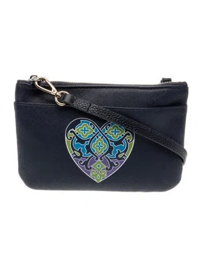 Pre-owned Brighton Saffiano Leather Crossbody Bag In Blue