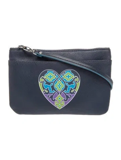 Pre-owned Brighton Saffiano Leather Crossbody Bag In Blue