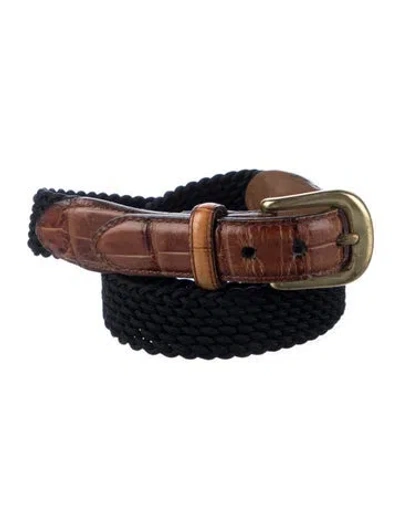 Pre-owned Brighton Skinny Braided Accents Belt In Blue