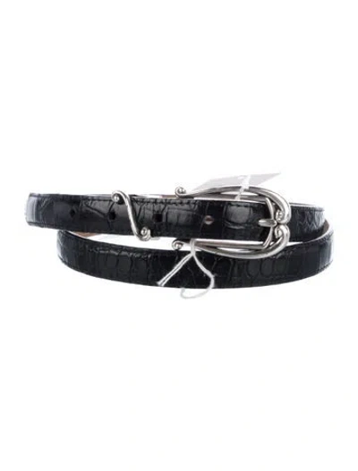 Pre-owned Brighton Skinny Calfskin Belt W/ Tags In Black