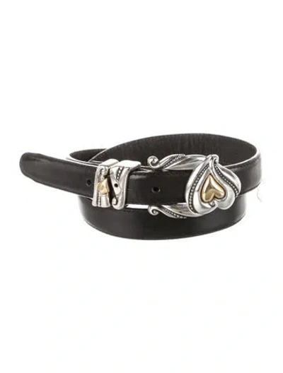 Pre-owned Brighton Skinny Leather Belt In Black