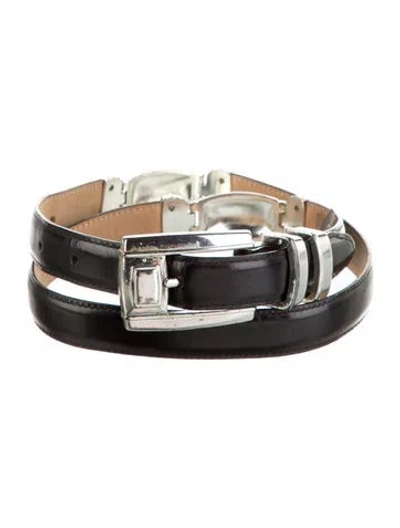 Pre-owned Brighton Skinny Leather Belt In Black