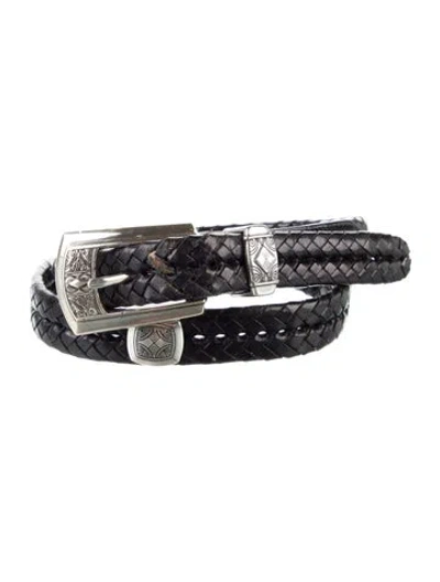Pre-owned Brighton Skinny Leather Belt In Black