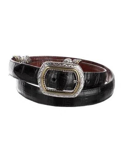 Pre-owned Brighton Skinny Leather Belt In Black