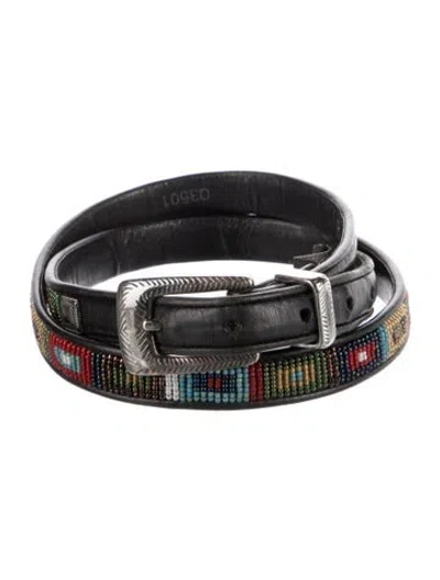 Pre-owned Brighton Skinny Leather Belt In Black