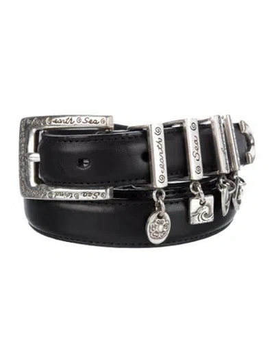 Pre-owned Brighton Skinny Leather Belt In Black