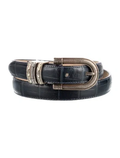 Pre-owned Brighton Skinny Leather Belt In Black