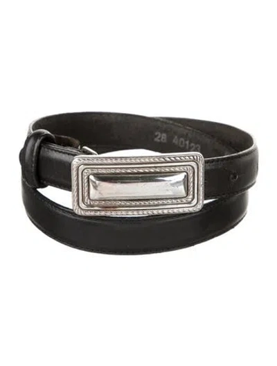 Pre-owned Brighton Skinny Leather Belt In Black