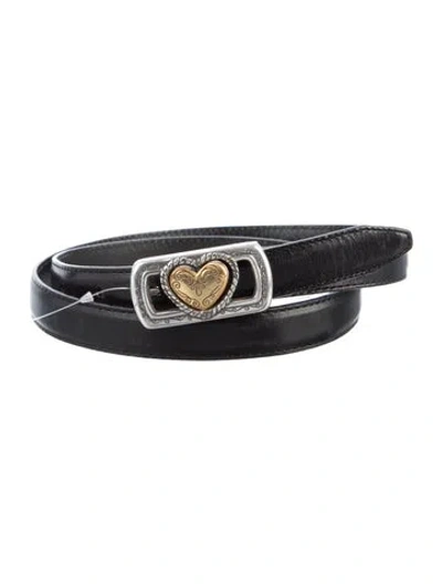 Pre-owned Brighton Skinny Leather Belt In Black
