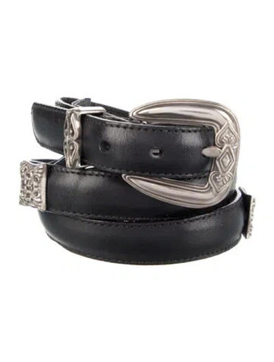 Pre-owned Brighton Skinny Leather Belt In Black