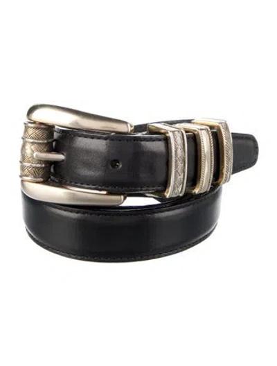Pre-owned Brighton Skinny Leather Belt In Black