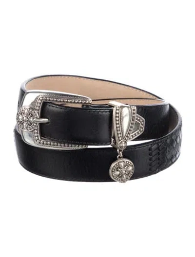 Pre-owned Brighton Skinny Leather Belt In Black