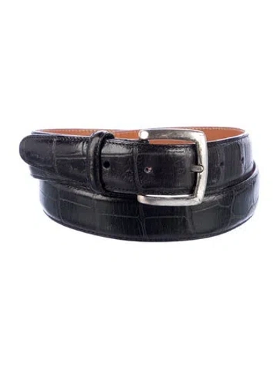 Pre-owned Brighton Skinny Leather Belt In Black