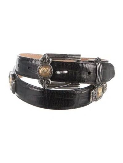 Pre-owned Brighton Skinny Leather Belt In Black