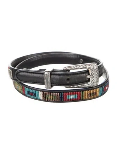 Pre-owned Brighton Skinny Leather Belt In Black