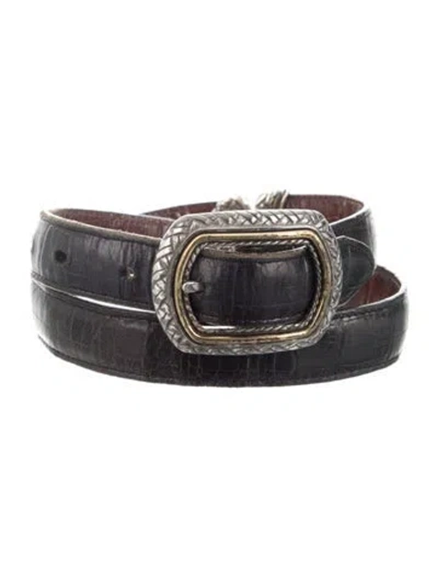 Pre-owned Brighton Skinny Leather Belt In Black