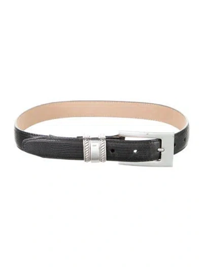 Pre-owned Brighton Skinny Leather Belt In Black