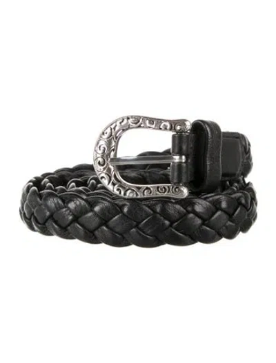 Pre-owned Brighton Skinny Leather Belt In Black