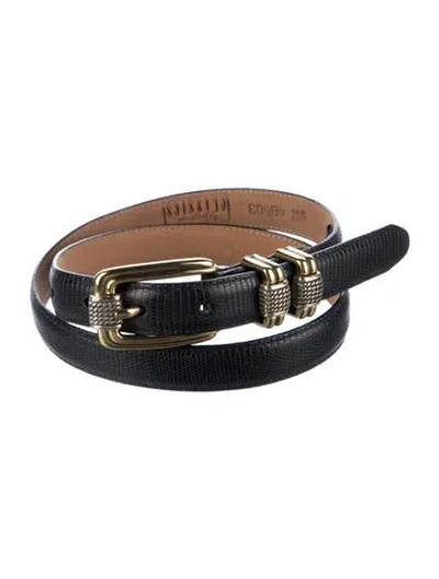Pre-owned Brighton Skinny Leather Belt In Black