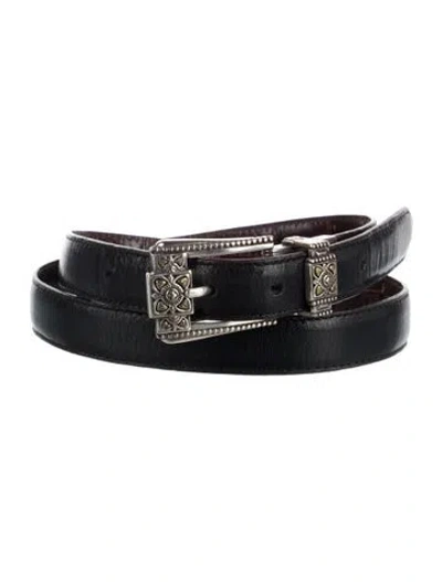 Pre-owned Brighton Skinny Leather Belt In Black/brown
