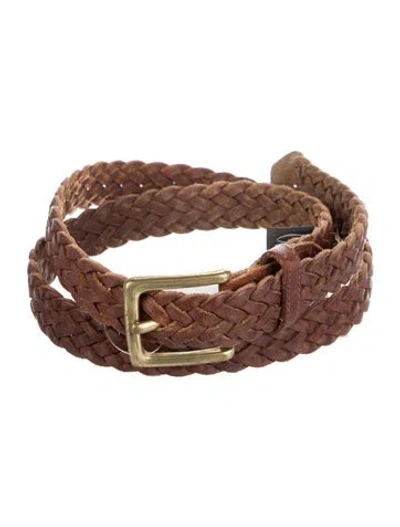 Pre-owned Brighton Skinny Leather Belt In Brown