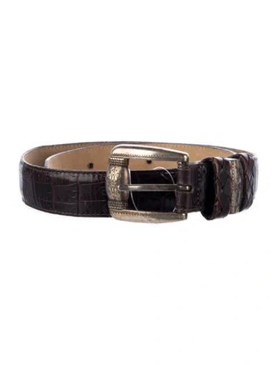 Pre-owned Brighton Skinny Leather Belt In Brown