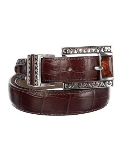 Pre-owned Brighton Skinny Leather Belt In Brown