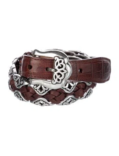 Pre-owned Brighton Skinny Leather Belt In Brown