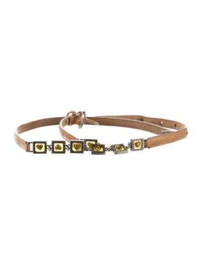 Pre-owned Brighton Skinny Leather Belt In Brown