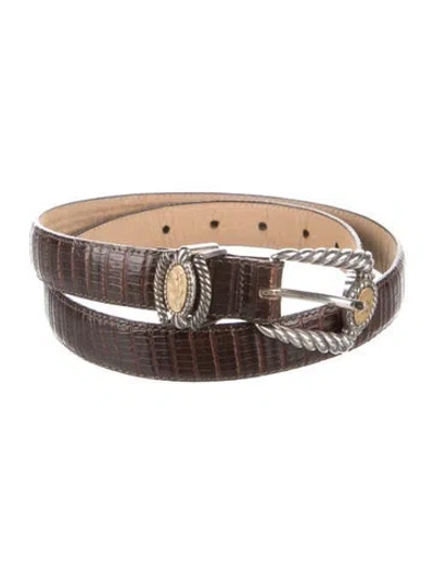 Pre-owned Brighton Skinny Leather Belt In Brown