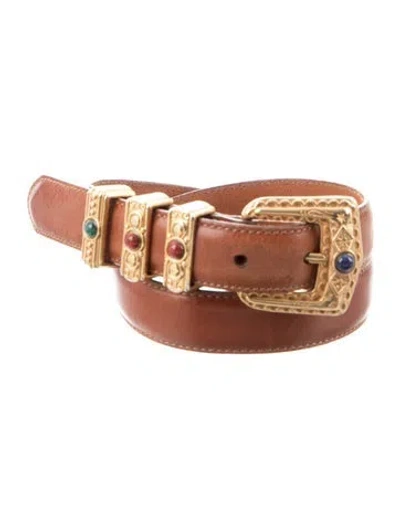Pre-owned Brighton Skinny Leather Belt In Brown