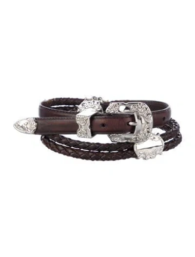 Pre-owned Brighton Skinny Leather Belt In Brown