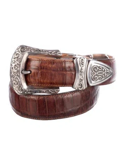 Pre-owned Brighton Skinny Leather Belt In Brown
