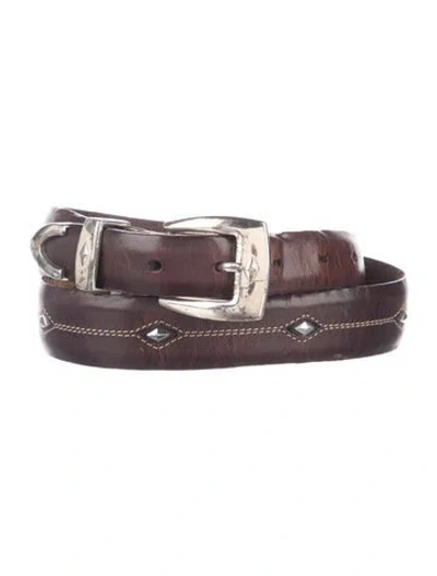 Pre-owned Brighton Skinny Leather Belt In Brown