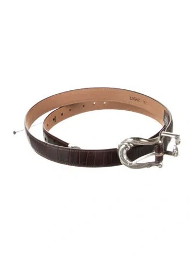 Pre-owned Brighton Skinny Leather Belt In Brown