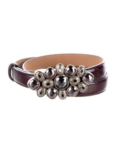 Pre-owned Brighton Skinny Leather Belt In Burgundy