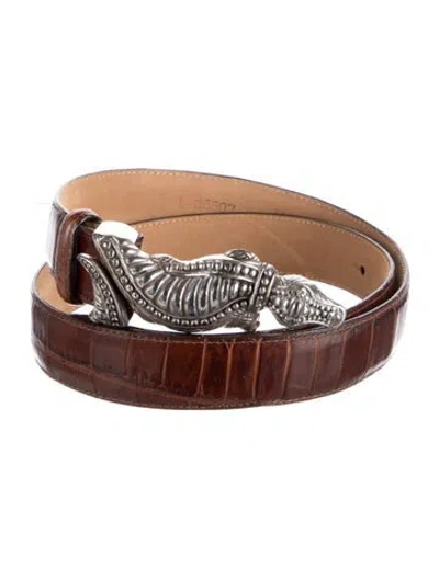 Pre-owned Brighton Skinny Leather Belt In Burgundy