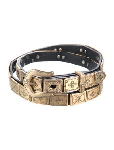 Pre-owned Brighton Skinny Leather Belt In Gold
