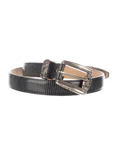 Pre-owned Brighton Skinny Leather Belt In Green