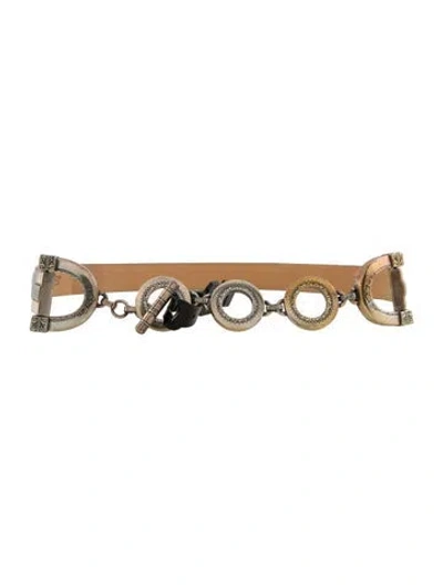 Pre-owned Brighton Skinny Leather Chain-link Belt In Brown