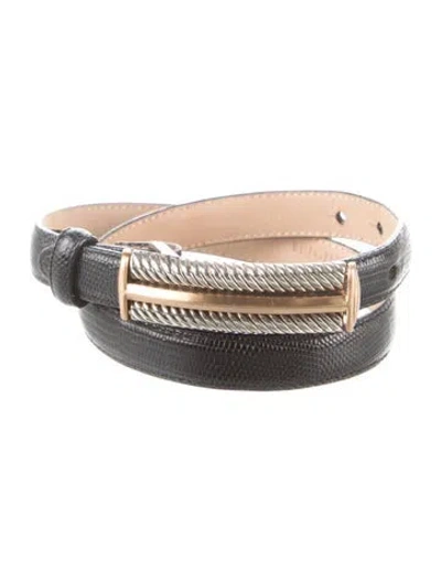 Pre-owned Brighton Skinny Leather Waist Belt In Black
