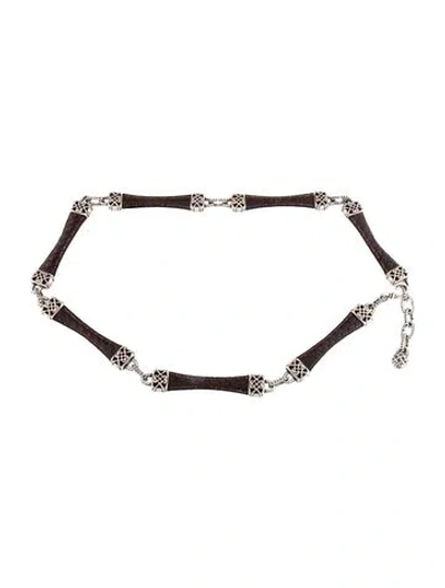 Pre-owned Brighton Skinny Leather Waist Belt In Black