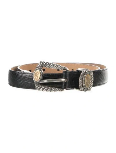 Pre-owned Brighton Skinny Leather Waist Belt In Black