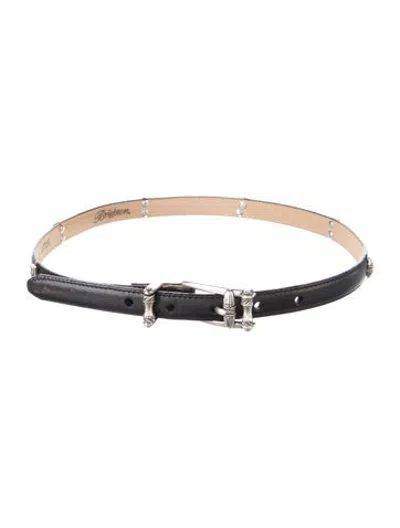 Pre-owned Brighton Skinny Leather Waist Belt In Black