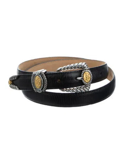 Pre-owned Brighton Skinny Leather Waist Belt In Black
