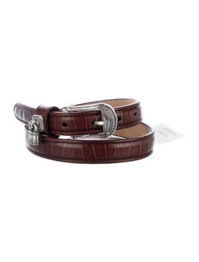 Pre-owned Brighton Skinny Leather Waist Belt In Brown
